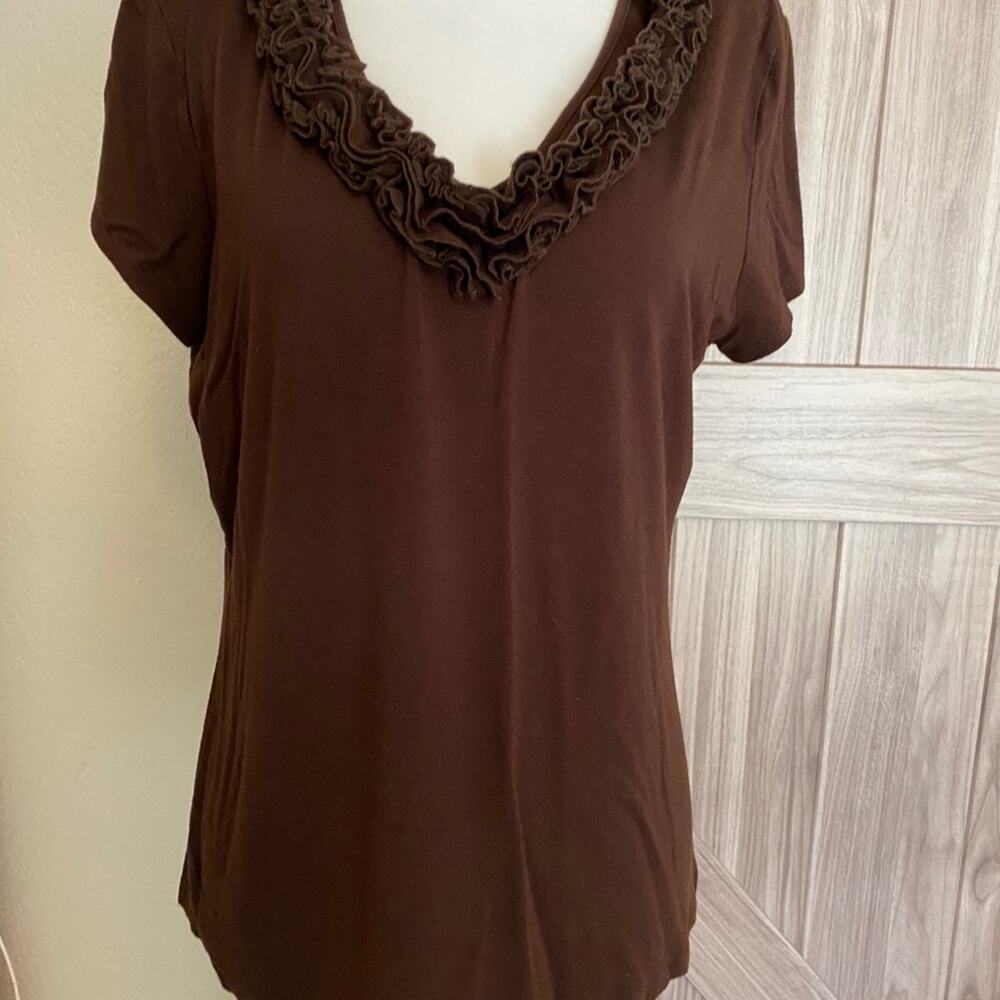 Evie brown ruffle top